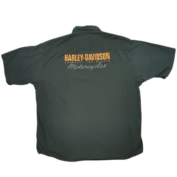 Harley Davidson XXL Shirt Old School Gray Button-down Short Sleeve (READ) - Picture 4 of 12